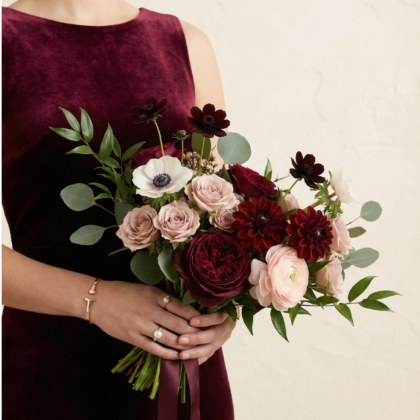 Bordeaux Romance Bridesmaid Bouquet